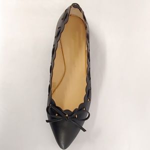 Black Flats with Perforated Design and Accent Bow